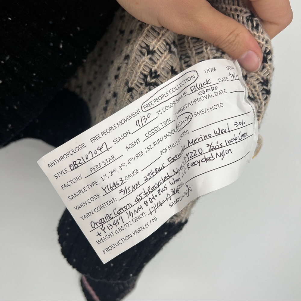 Free People Flower Patch Black Floral Knit Wool Blend Mock Neck Pullover Sweater - Picture 7 of 9